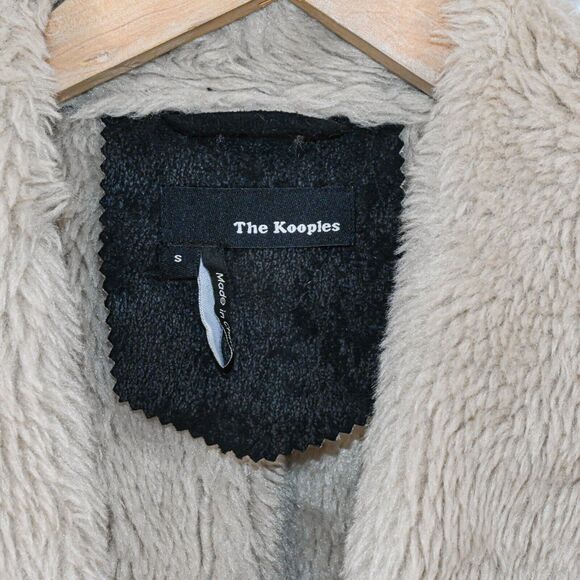 The Kooples Women's Faux Shearling Jacket sherpa lined in black sz Small - Picture 3 of 8